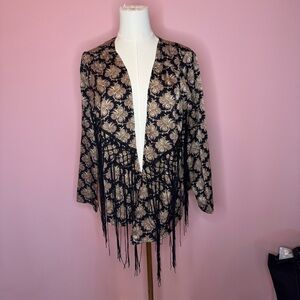 I. Madeline: pattern/fringe cardigan